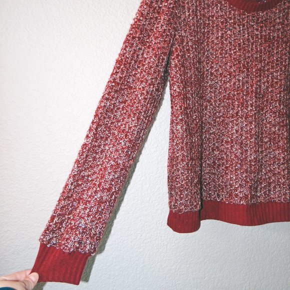 Miss Me Burgundy Red Women's Sweater with Crochet Sz M / Medium - Picture 6 of 10